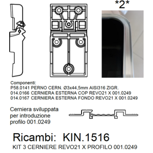KIT 3 CERNIERE REVO21 X PROFILO 001.0249